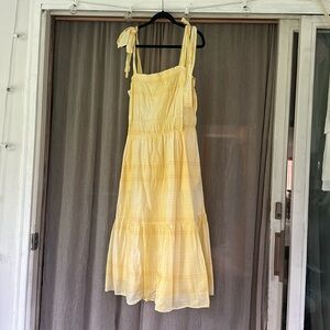 Tiered Yellow Plaid Dress with Ties